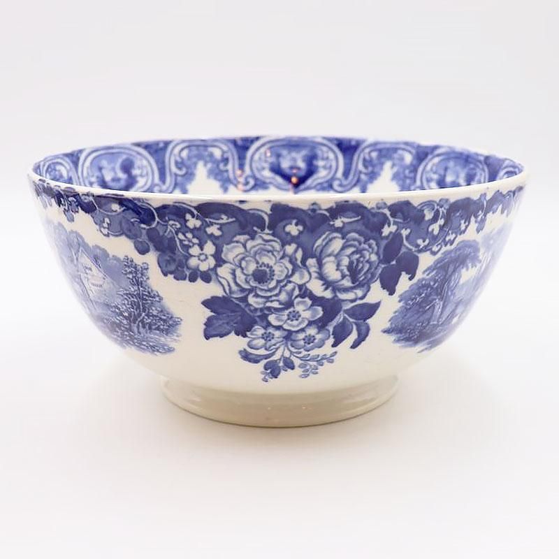 オランダ製アンティークブルーアンドホワイト大鉢 直径25 高さ12