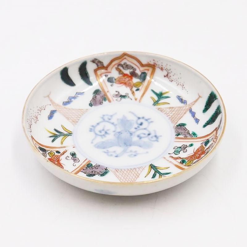 アンティーク和食器 手描き色絵小皿｜直径11 高さ2.5｜明治大正