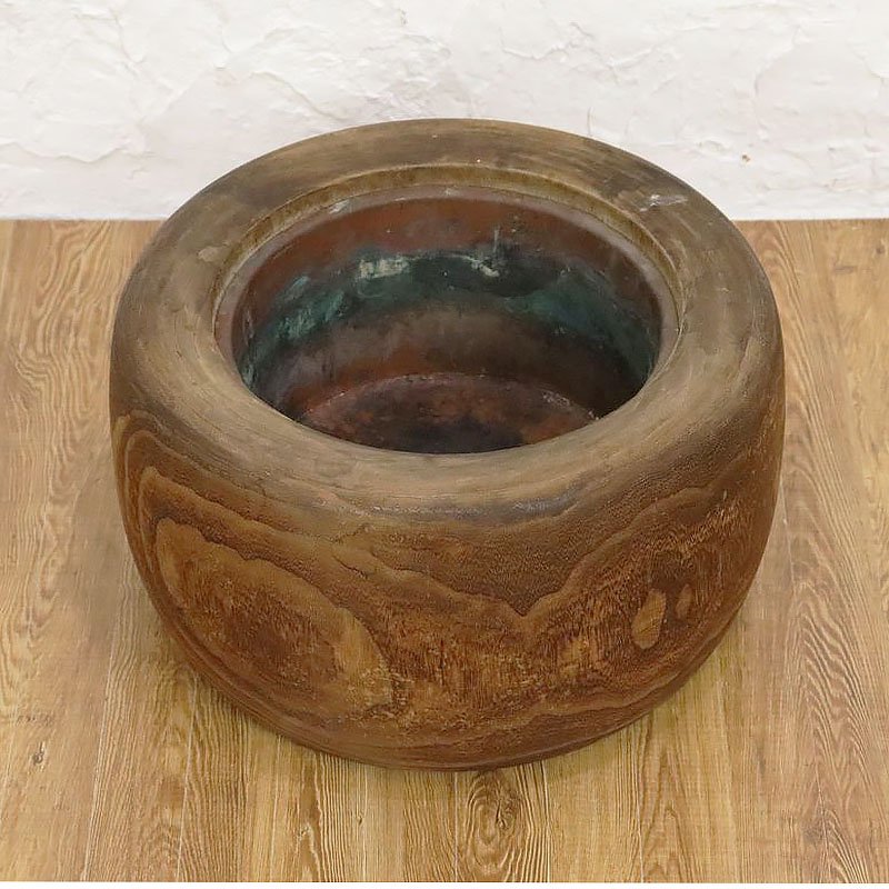 桐火鉢 くり抜き 日本製 古民具 古民家 骨董 アンティーク 鉢