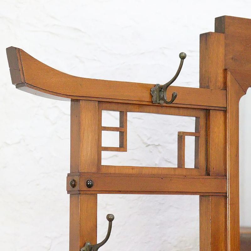 昭和レトロ ミッドセンチュリー 傘立て付きスタンドミラー 木製鏡 帽子掛け古家具 日本製 洋館家具 エントランスボード 傘立て 帽子・コートかけ