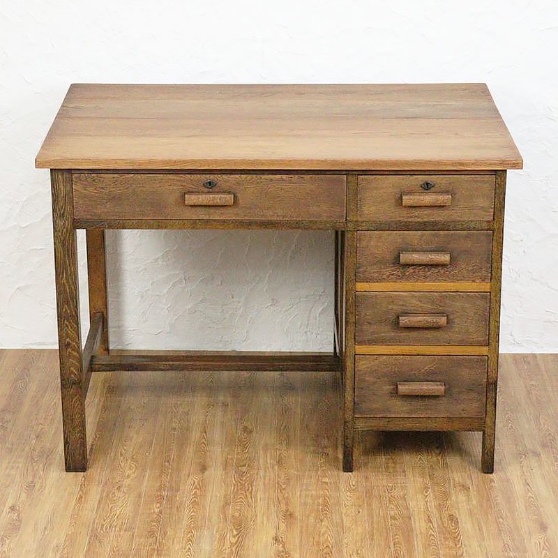 木製 学校の机 アンティーク 昭和レトロ テーブル デスク - サイドテーブル