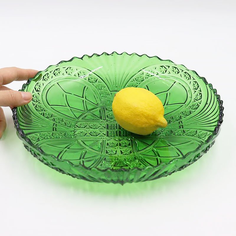 特別セーフ 昭和レトロ テーブルを彩る 大きな編み込みガラスのお皿