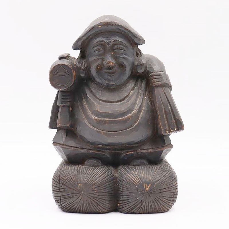 ミニ仏像 骨董品 黒 アンティーク 置物 オブジェ - 彫刻