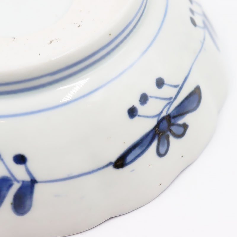 金継ぎ】手描き 染付 小鉢 なます皿 深向付 呉須 藍色 和食器 大正 
