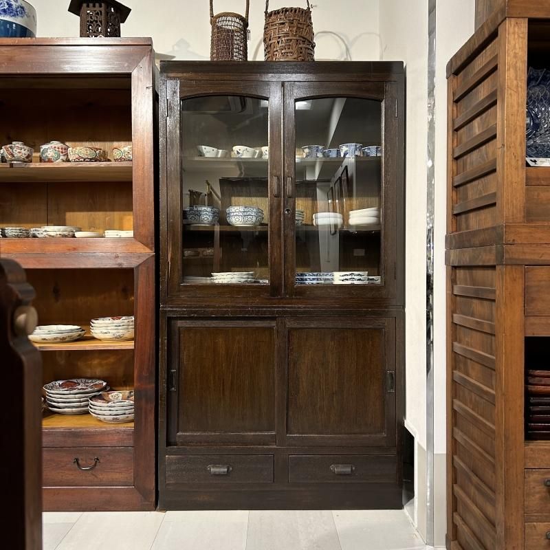 茶箪笥 昭和レトロ 水屋箪笥 飾り棚 カップボード 茶室棚