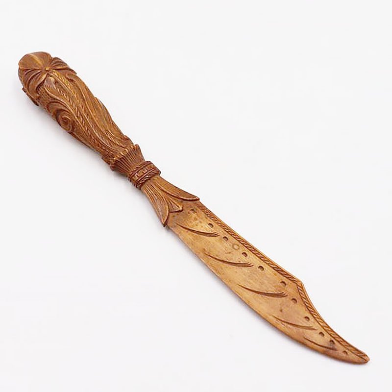 ヨーロッパ製 木製 ペーパーナイフ 彫刻 美しい 上品 イギリス