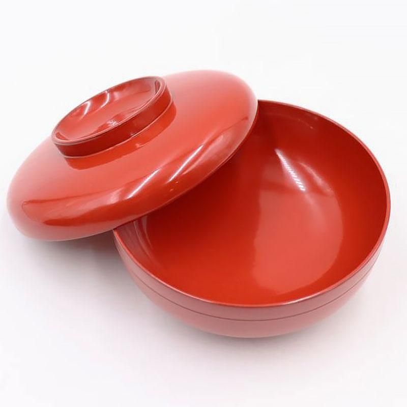 朱色無地　煮物椀　アンティーク　２つ 大正時代のアンティーク朱塗り煮物椀 朝顔模様