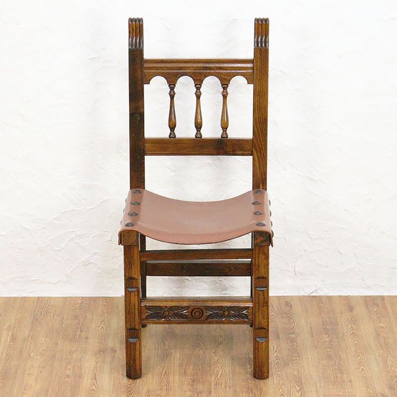 革座面 椅子 チェア シンプル 素朴 書斎 食卓 アンティーク 