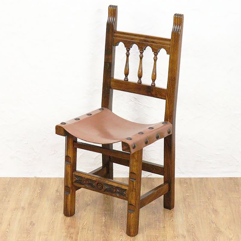 革座面 椅子 チェア シンプル 素朴 書斎 食卓 アンティーク 