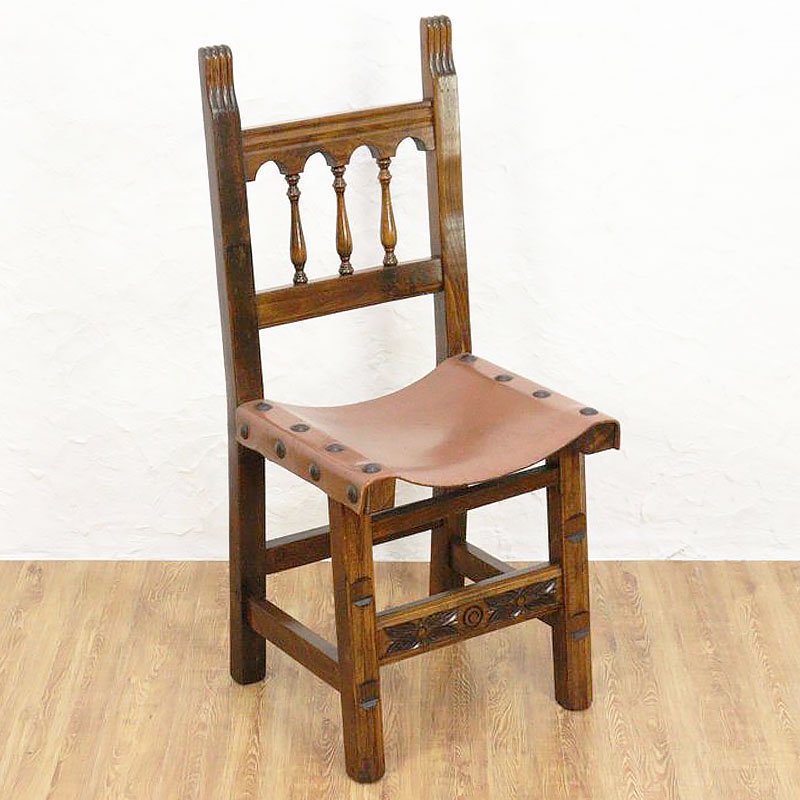 革座面 椅子 チェア シンプル 素朴 書斎 食卓 アンティーク ヴィンテージ