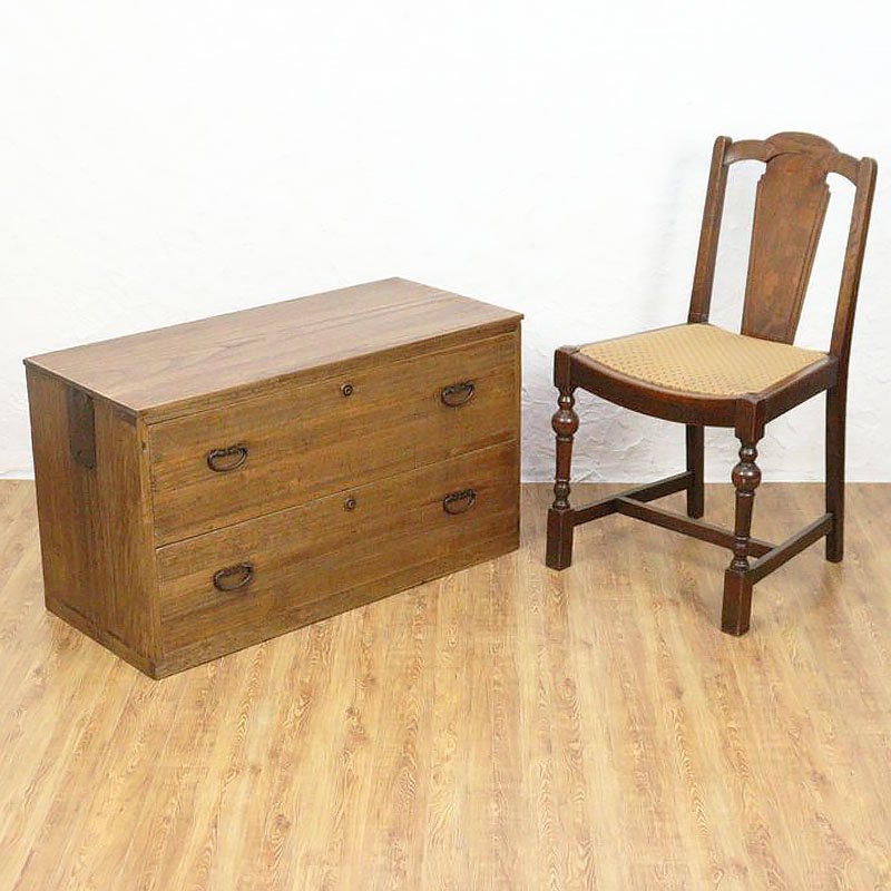 タモ 玉杢材 小さな戸棚 小箪笥 時代家具 和箪笥 和家具 ローボード 
