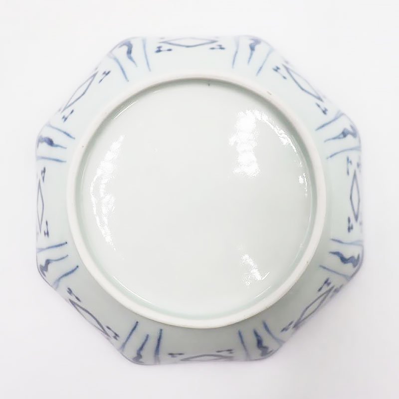 手描き 染付 八角 なます皿 生酢皿 向付 呉須 藍色 和食器 大正 昭和 