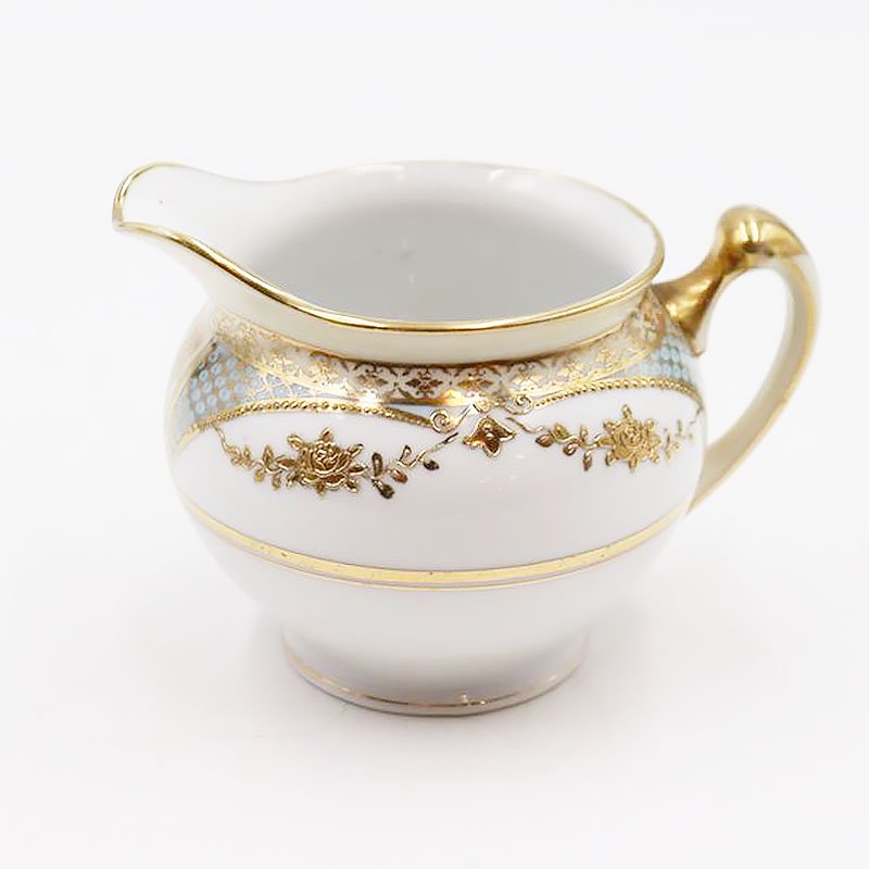 オールドノリタケ NORITAKE 輸出用 クリーマー 金彩 パウダーブルー 水色 洋食器 上品 大正 アンティーク クラシック -  ブルーパロット｜京都のアンティーク食器・家具・引取・修理・金継ぎ