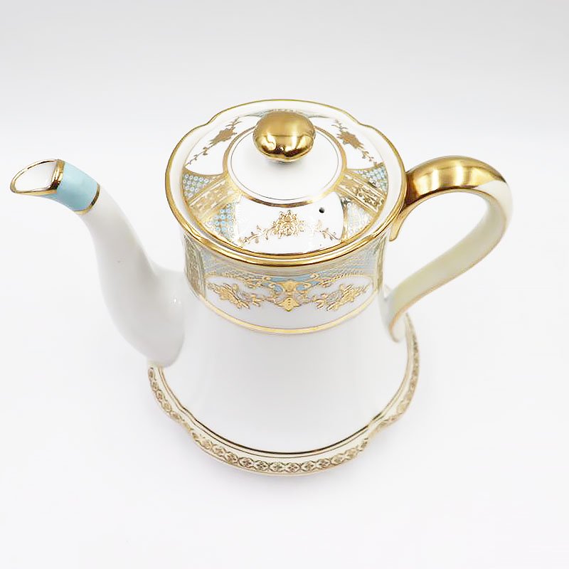 オールドノリタケ NORITAKE 輸出用 ティーポット 金彩 パウダーブルー 水色 洋食器 上品 大正 アンティーク クラシック -  ブルーパロット｜京都のアンティーク食器・家具・引取・修理・金継ぎ