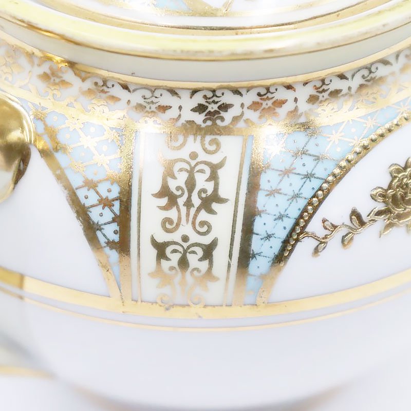 オールドノリタケ NORITAKE 輸出用 シュガーポット 金彩 パウダーブルー 水色 洋食器 上品 大正 アンティーク クラシック -  ブルーパロット｜京都のアンティーク食器・家具・引取・修理・金継ぎ