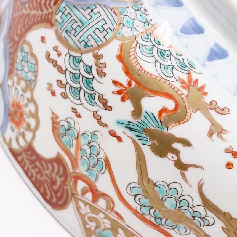 骨董　アンティーク　色絵　龍　仙人図　鉢　深鉢　金継ぎ 骨董アンティーク色絵龍仙人図鉢深鉢金継ぎ
