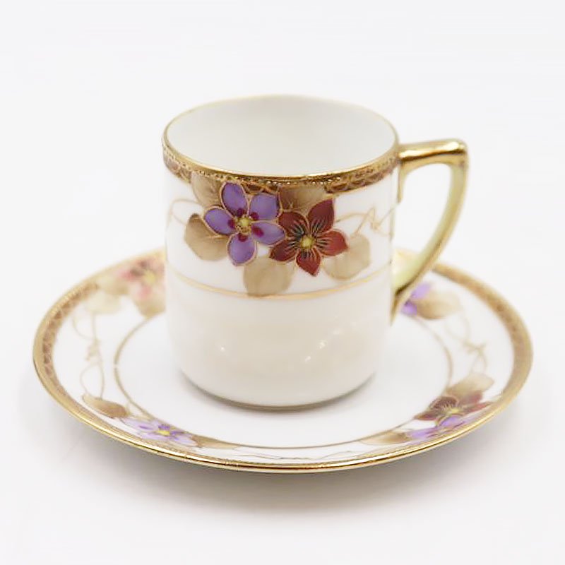 オールドノリタケ NORITAKE 輸出用 デミタスカップ＆ソーサー 金彩 紫 パープル 洋食器 上品 アンティーク クラシック - 京都の骨董・ アンティーク・ヴィンテージの家具・食器・雑貨｜antique blue Parrot KYOTO