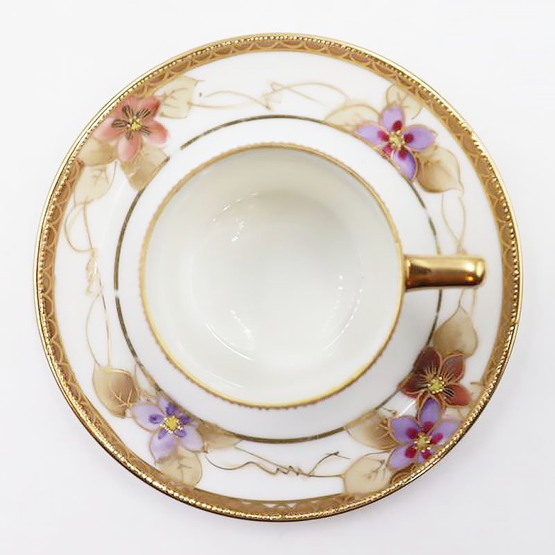 オールドノリタケ NORITAKE 輸出用 デミタスカップ＆ソーサー 金彩 紫 パープル 洋食器 上品 アンティーク クラシック -  京都の骨董・アンティーク・ヴィンテージの家具・食器・雑貨｜antique blue Parrot KYOTO