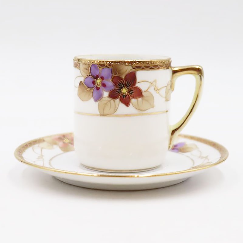 オールドノリタケ NORITAKE 輸出用 デミタスカップ＆ソーサー 金彩 紫 パープル 洋食器 上品 アンティーク クラシック - 京都の骨董・ アンティーク・ヴィンテージの家具・食器・雑貨｜antique blue Parrot KYOTO