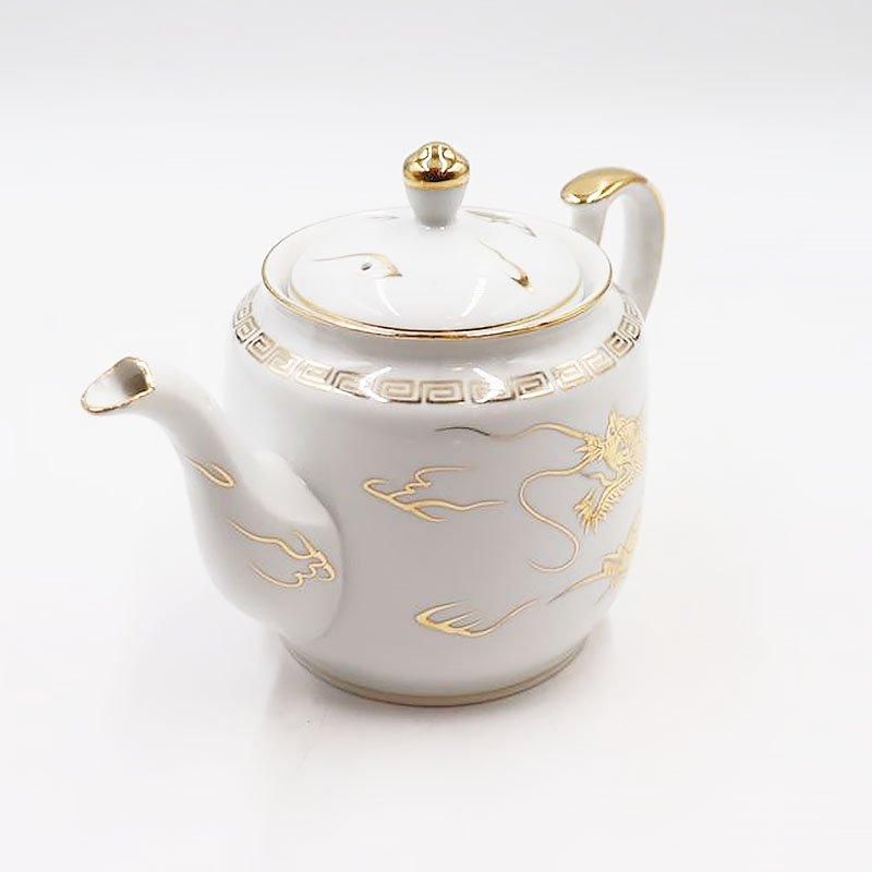 手描き 九谷焼 ポット ティー コーヒー 白地 金龍 魅力的な希少