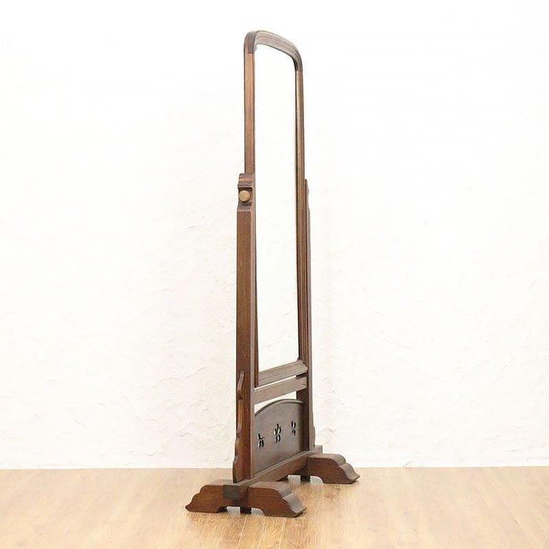 桜の透かし入り ケヤキ材 姿見 全身鏡 ミラー 和風 和家具 日本製