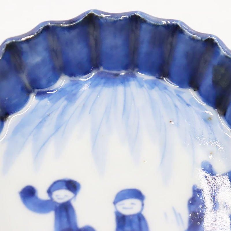 手描き 染付 豆皿 手塩皿 呉須 藍色 明治 大正 骨董