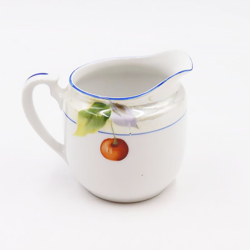 オールドノリタケ NORITAKE クリーマー ミルクジャグ ラスター彩 洋食器 上品 大正 アンティーク さくらんぼ チェリー 赤い実 -  ブルーパロット｜京都のアンティーク食器・家具・引取・修理・金継ぎ