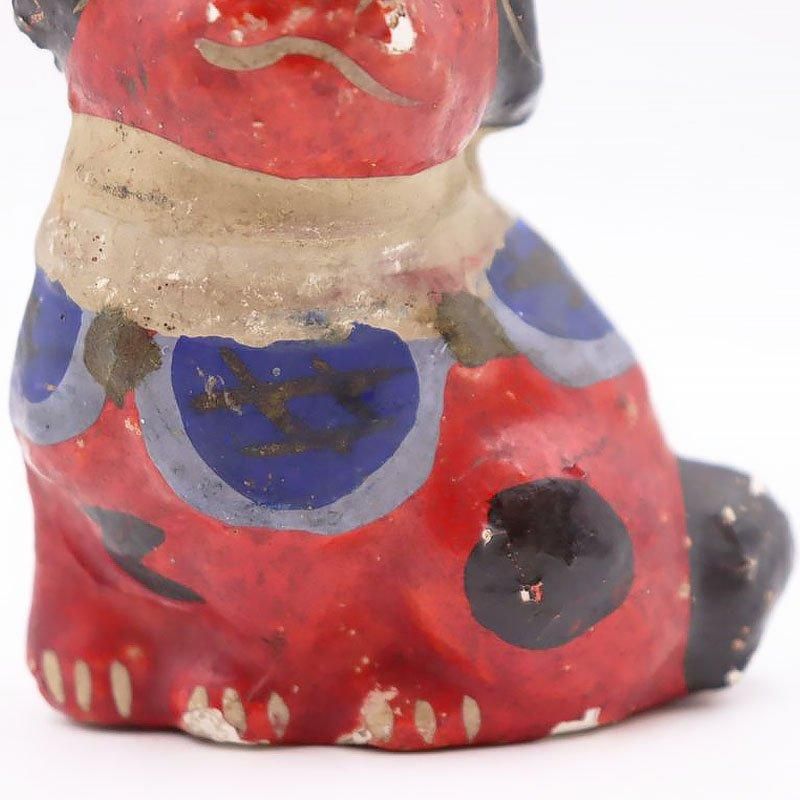 古い 土人形 犬 郷土人形 民芸 古道具 アンティーク オブジェ Vintage Japanese Folk Art: 犬 / 花巻土人形