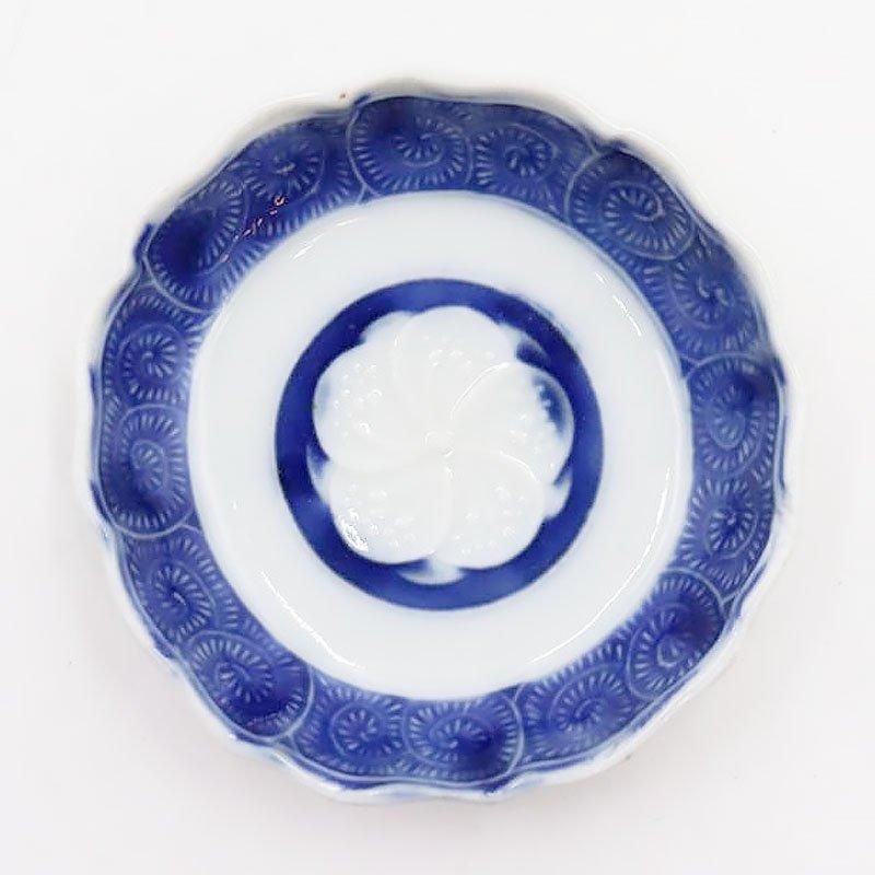 骨董　アンティーク　清朝　中国　染付　花文様　豆皿　小皿　手塩皿　5枚 骨董アンティーク清朝中国染付花文様豆皿小皿手塩皿5枚