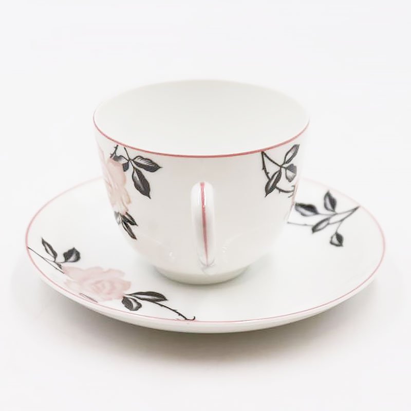 オールドノリタケ NORITAKE ティー カップ＆ソーサー 淡色 洋食器 上品 大正 アンティーク クラシック（ブラック・ピンクローズ・薔薇の花）  - ブルーパロット｜京都のアンティーク食器・家具・引取・修理・金継ぎ