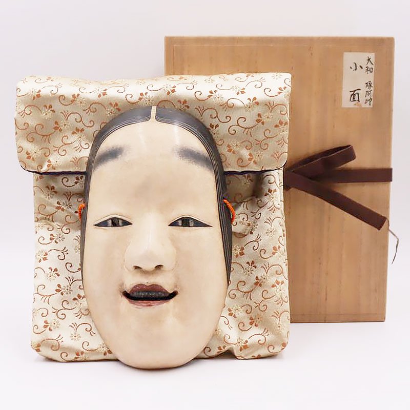 能面 お面 お能 小面 日本製 伝統芸能 伝統芸術 アート インテリア Noh mask, Japanese  antiques（伊賀国浅宇田印・阿琢？印） - ブルーパロット｜京都のアンティーク食器・家具・引取・修理・金継ぎ