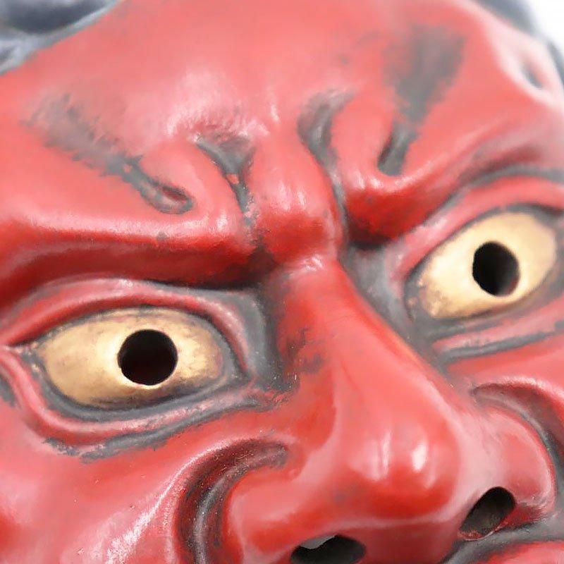 仁王 赤 お面 日本製 アート インテリア 珍しい 焼き物 Japanese mask