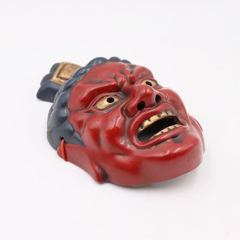 仁王 赤 お面 日本製 アート インテリア 珍しい 焼き物 Japanese mask