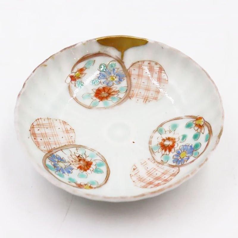 金継ぎ】手描き 色絵 豆皿 天塩皿 醤油皿 ミニ アンティーク 和
