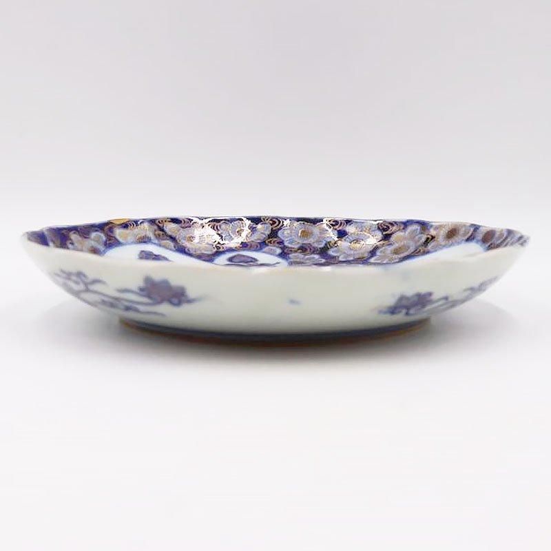 金継ぎ】手描き 染付 金彩 八寸皿 大ぶり ワンプレート パスタ皿