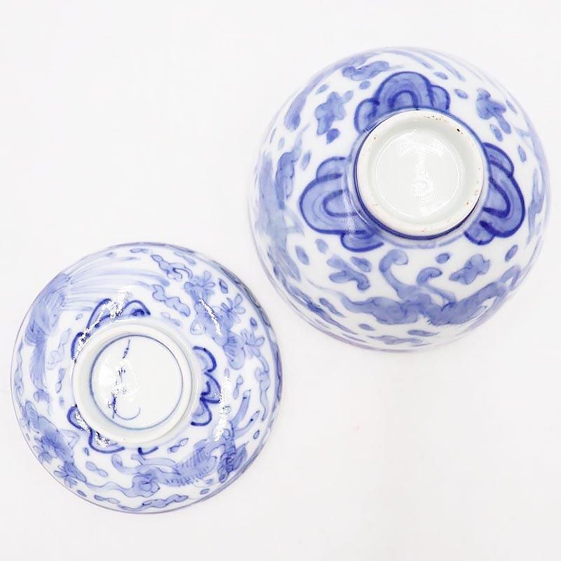 伏見稲荷大社 茶碗 青い龍の陶器の器 直径約 中サイズ 伏見稲荷大社 茶碗 青い龍の陶器の器 直径約 中サイズ