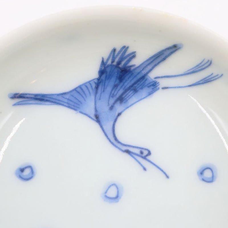 手描き 染付 深豆皿 四角形 呉須 藍 ミニ 手塩皿 醤油皿 大正