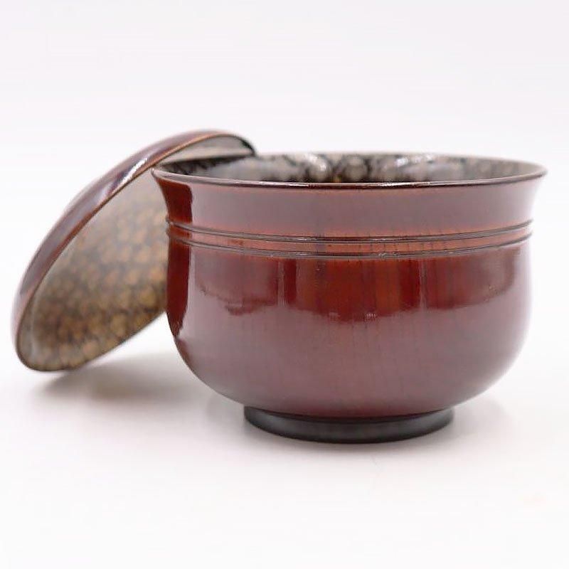 漆器 膳 赤色 熱そ 木と鳥の絵柄