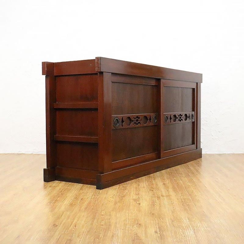 （Sです。　）アンティーク飾り棚　収納　引出し　引き戸　和モダン アンティーク レトロ モダン ガラス引き戸 本棚 書棚 食器棚 水