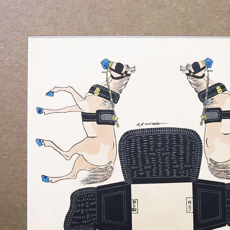 古版画「馬車組立」アンティーク 古版画 浮世絵 明治時代 アート