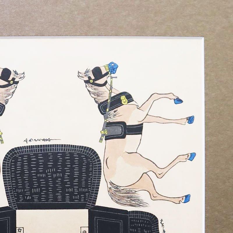 古版画「馬車組立」アンティーク 古版画 浮世絵 明治時代 アート