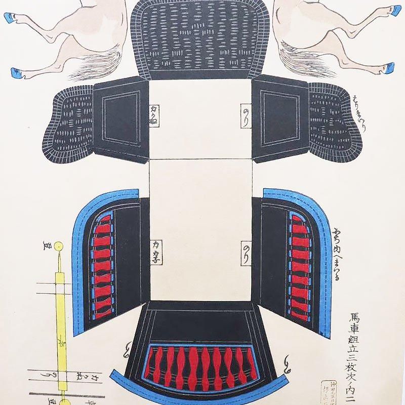 古版画「馬車組立」アンティーク 古版画 浮世絵 明治時代 アート