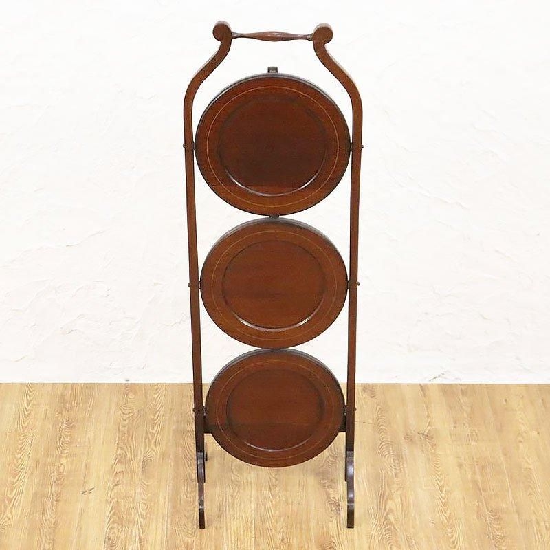 MONOPLANE イギリス製アンティーク 折りたたみケーキスタンド 木製 232a630《ケーキスタンド》イギリスアンティーク 折畳み式 木製ケーキ