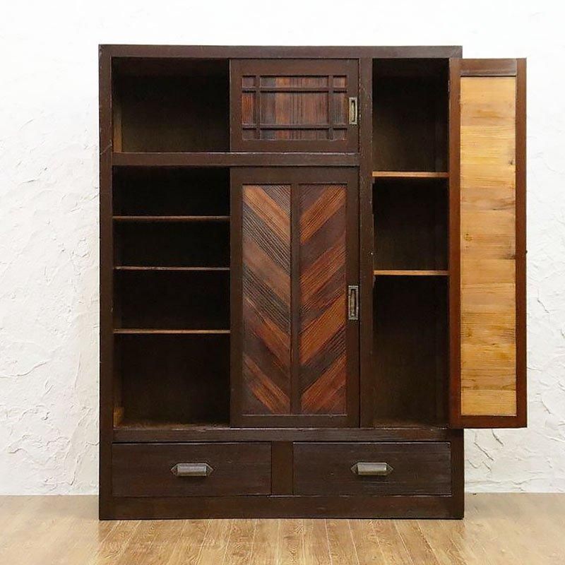 和風キャビネット 靴箱 下駄箱 和箪笥 天然杉材 大正・昭和