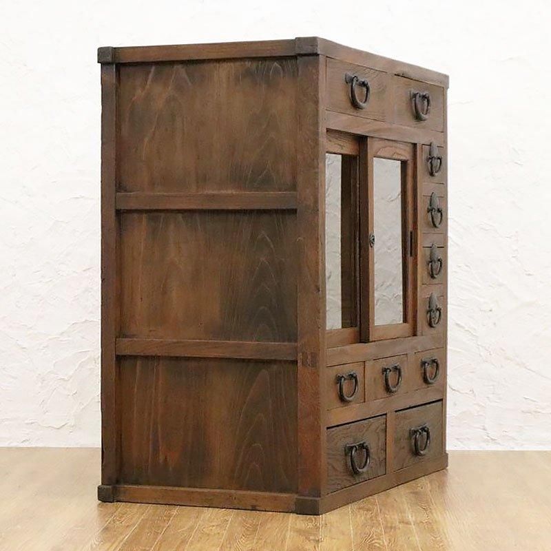 古い時代箪笥 丸金具/和風/古家具/陳列台/和家具/和骨董/店舗什器/ローボード 古い時代箪笥 丸金具/和風/古家具/陳列台/和家具/和骨董/店舗什器/