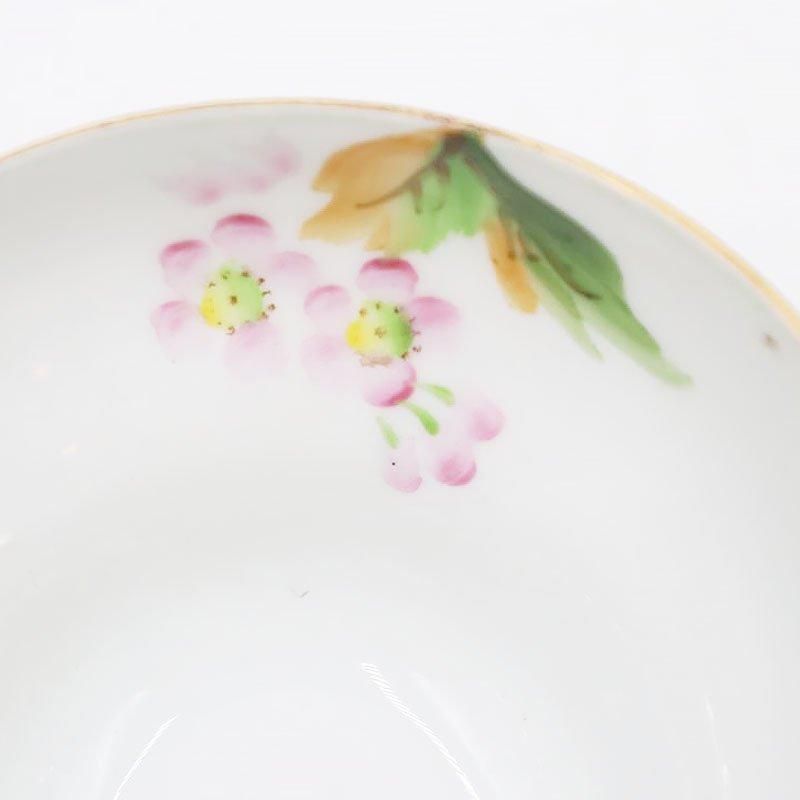 希少 手描き オキュパイドジャパン｜華やかな黄緑に紫とピンクの花