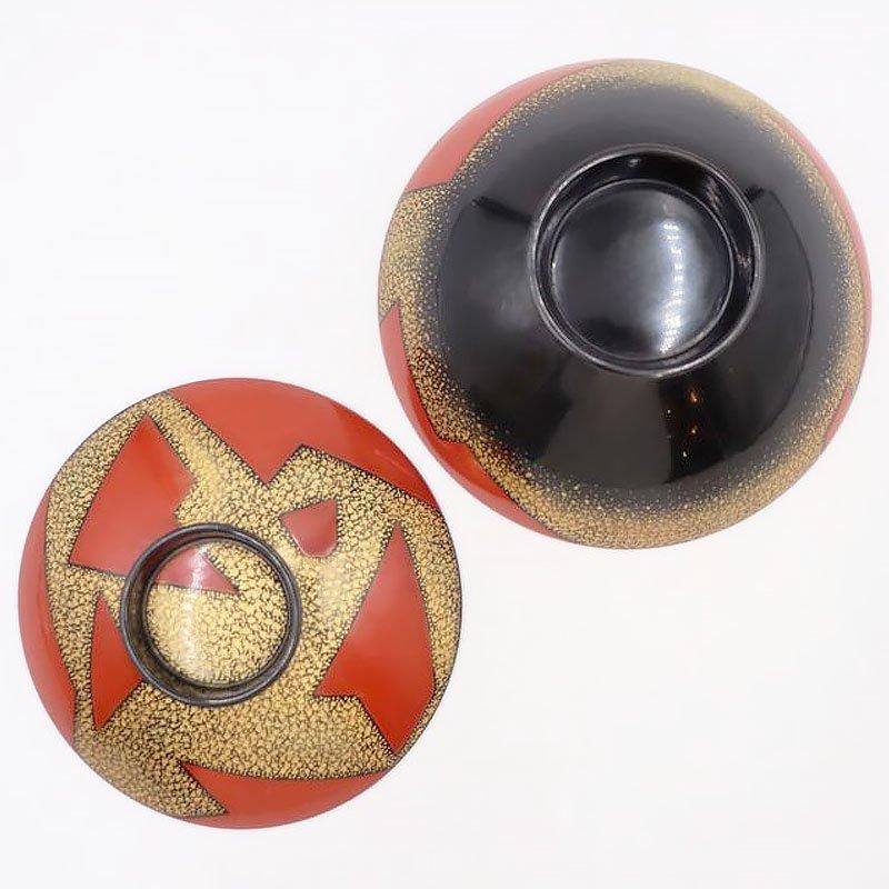 沈金　吸物椀　蝶に孔雀の図　朱色　木製品　５客　N1105AS-fbui 吸物椀 - 【茶・茶道具の店】 ㈱今川茶舗