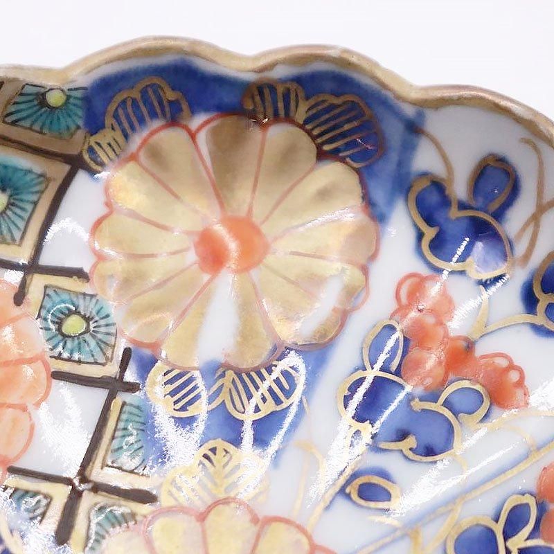 古伊万里　伊万里　江戸　後期　色絵　菊　宝尽くし　小皿　3客セット 古伊万里】 大聖寺伊万里 金襴手花文小皿 4客セット 江戸後期