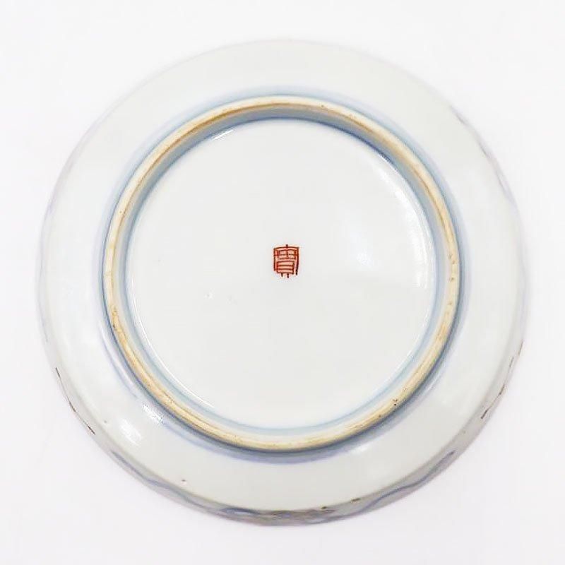 色絵金彩　手書き　小皿　5枚 Antique Sam's Collection手描き染付なます皿 金彩漢詩 5枚組