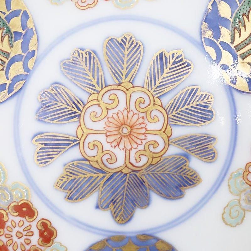 骨董　アンティーク　古九谷金銀彩　蛇籠文様　葉形　皿　変形皿　甘手 K-1682九谷焼色染付吉田屋写藤文飾皿 三代徳田八十吉(正彦銘)作